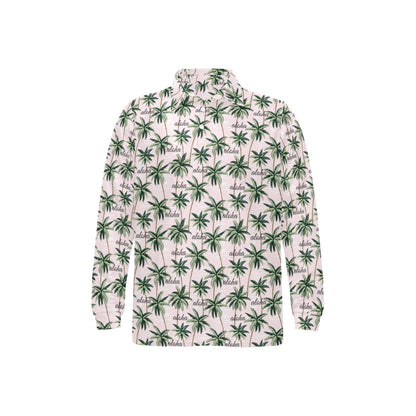 Aloha Beach Pattern Design Themed Print Long Sleeve Polo Shirt For Men's