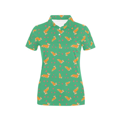 Cardigan Welsh Corgis Pattern Print Design 03 Women's Polo Shirt