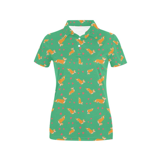 Cardigan Welsh Corgis Pattern Print Design 03 Women's Polo Shirt