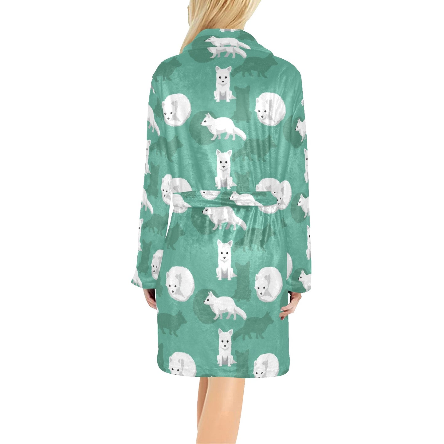 Arctic Fox Pattern Print Design Women's Fleece Robe