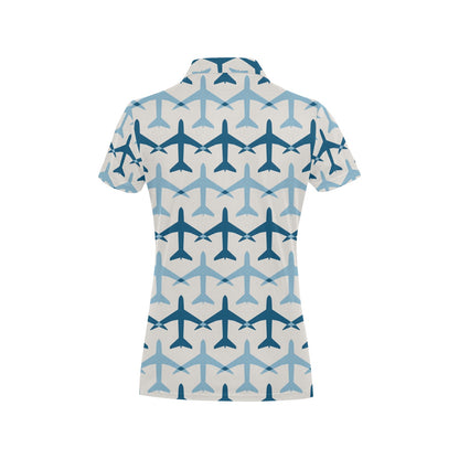 Airplane Pattern Print Design 04 Women's Polo Shirt