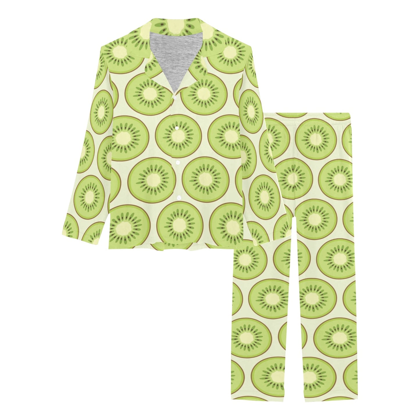 Kiwi Pattern Print Design KW02 Women's Long Pajama Set