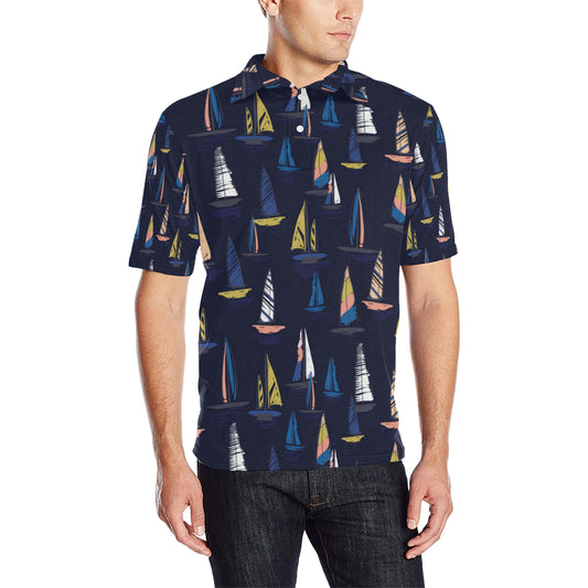 Sailing Ships Pattern Print Design A03 Men Polo Shirt