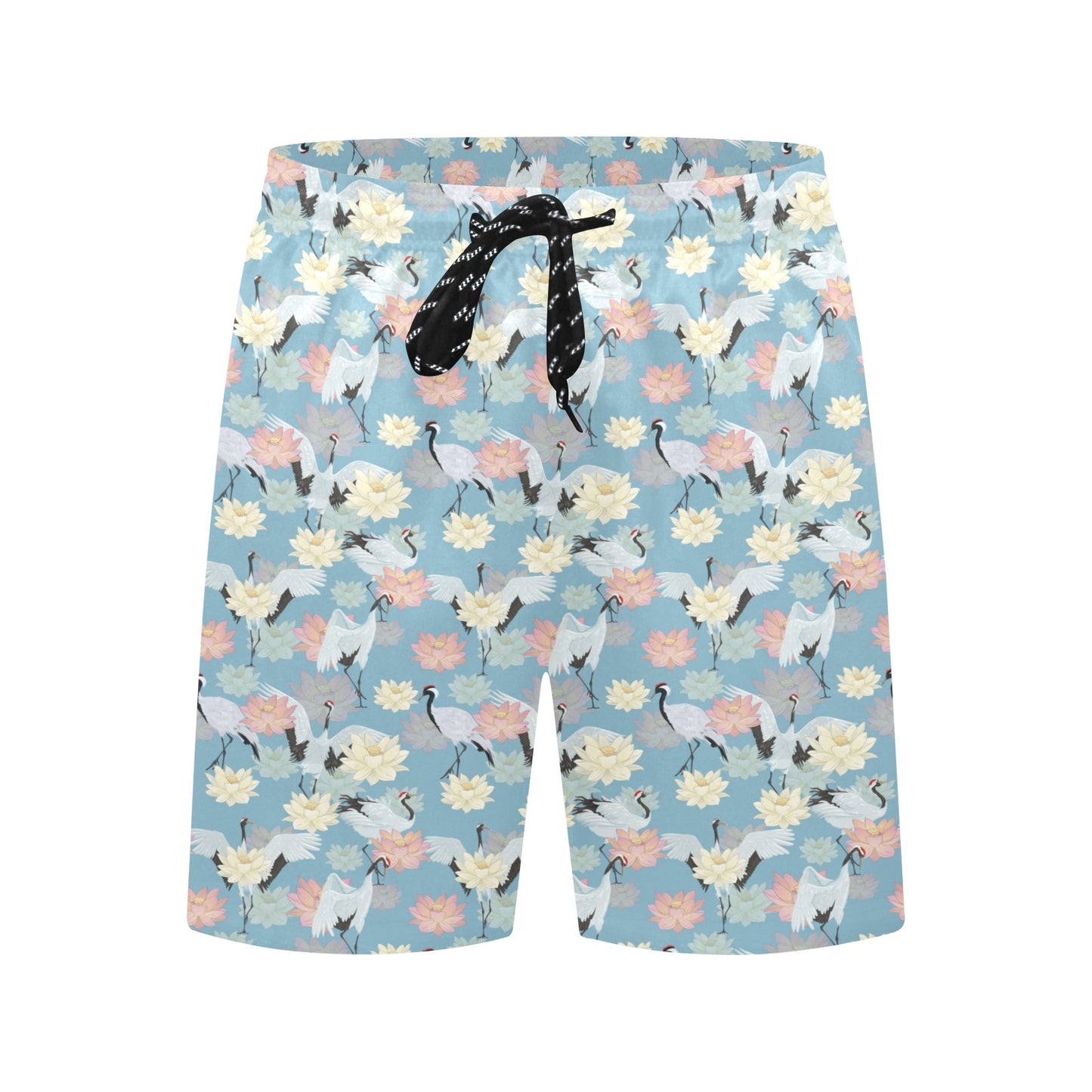 Water Lily Print Design LKS304 Men's Swim Trunks Beach Shorts