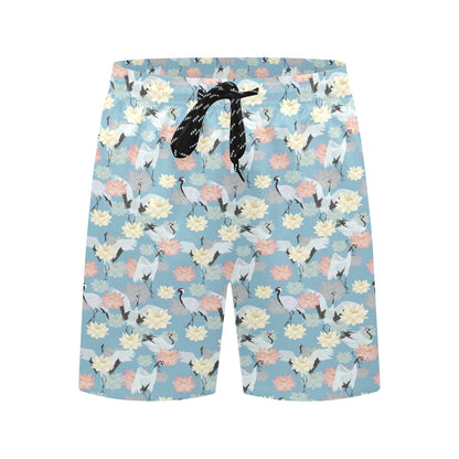 Water Lily Print Design LKS304 Men's Swim Trunks Beach Shorts