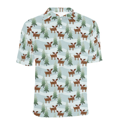 Moose Print Design LKS402 Men Polo Shirt