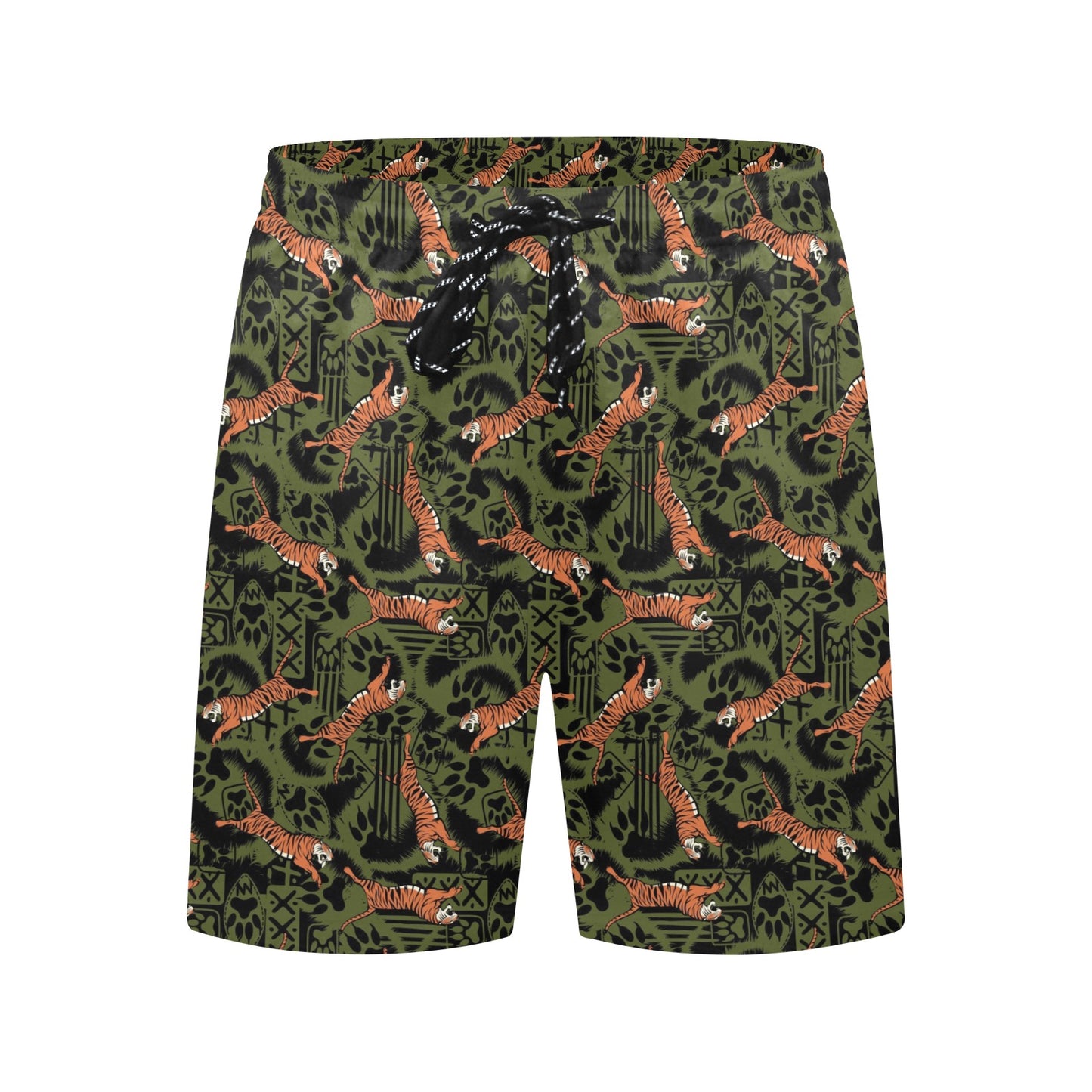 Tiger Pattern Print Design LKS303 Men's Swim Trunks Beach Shorts