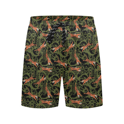 Tiger Pattern Print Design LKS303 Men's Swim Trunks Beach Shorts
