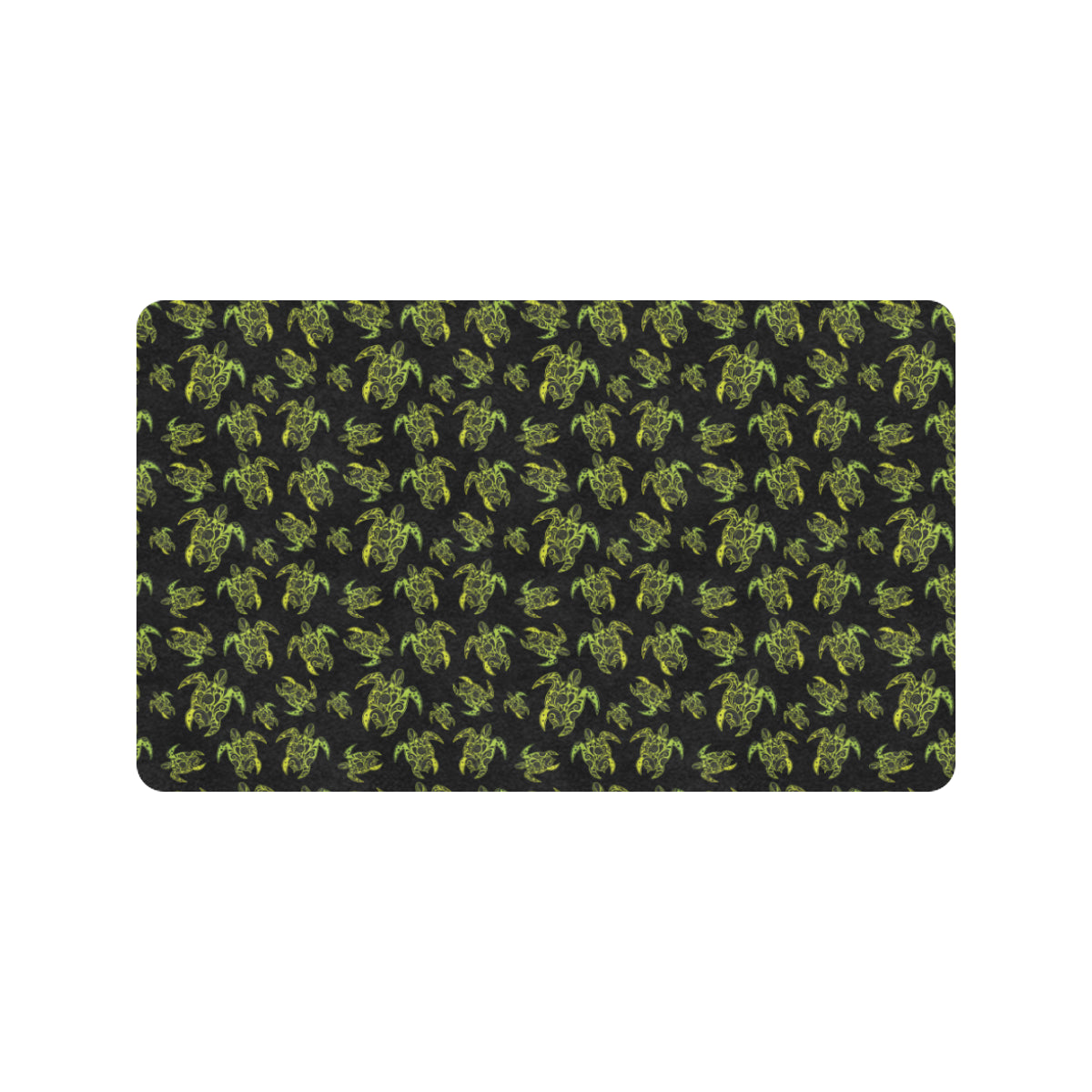 Green Tribal Turtle Polynesian Themed Rubber Doormat