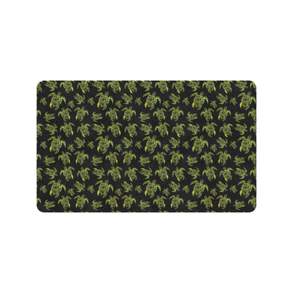 Green Tribal Turtle Polynesian Themed Rubber Doormat