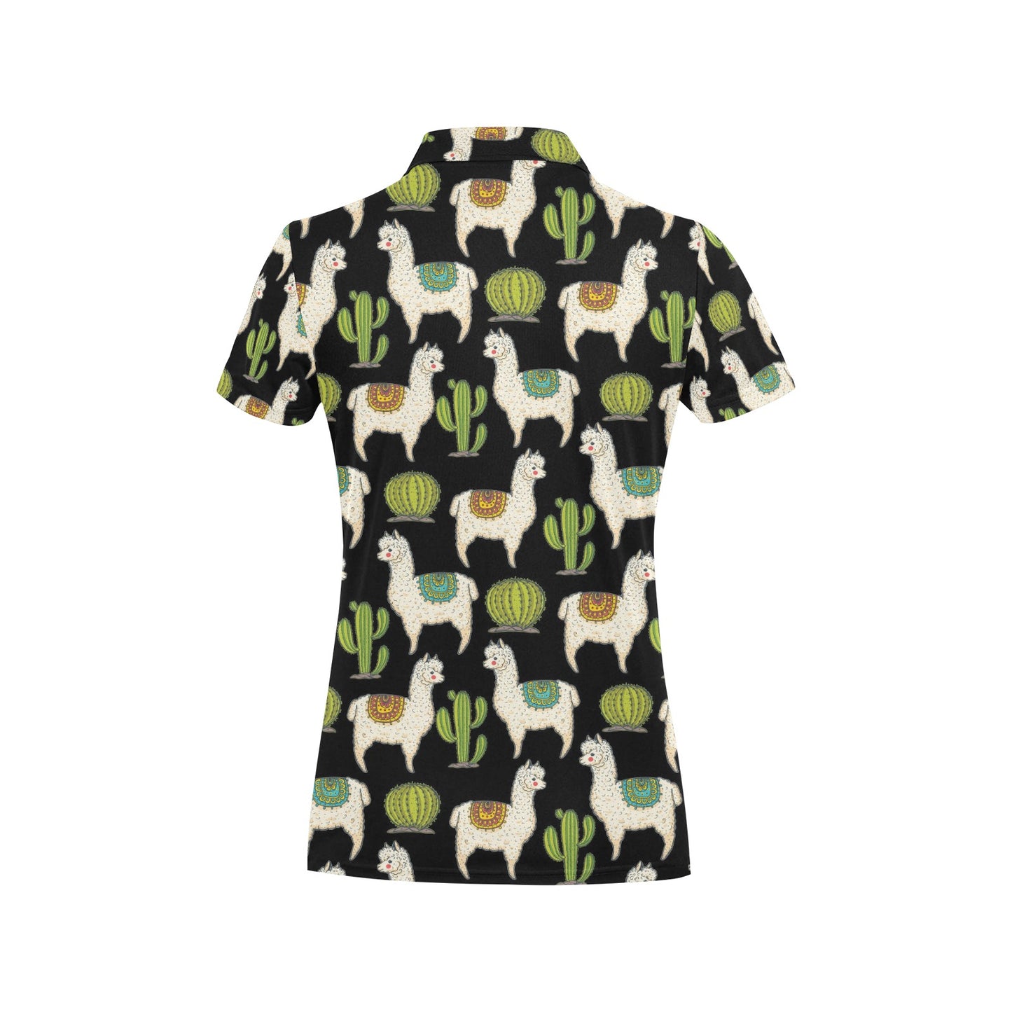 Alpaca Cactus Pattern Print Design 07 Women's Polo Shirt