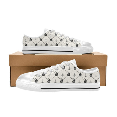 Sailboat Print Design LKS302 Women's White Low Top Shoes