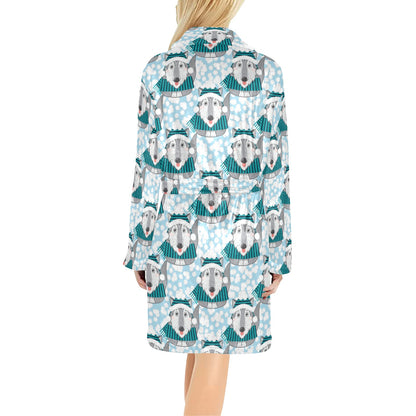 Alaskan Malamute Pattern Print Design 01 Women's Fleece Robe