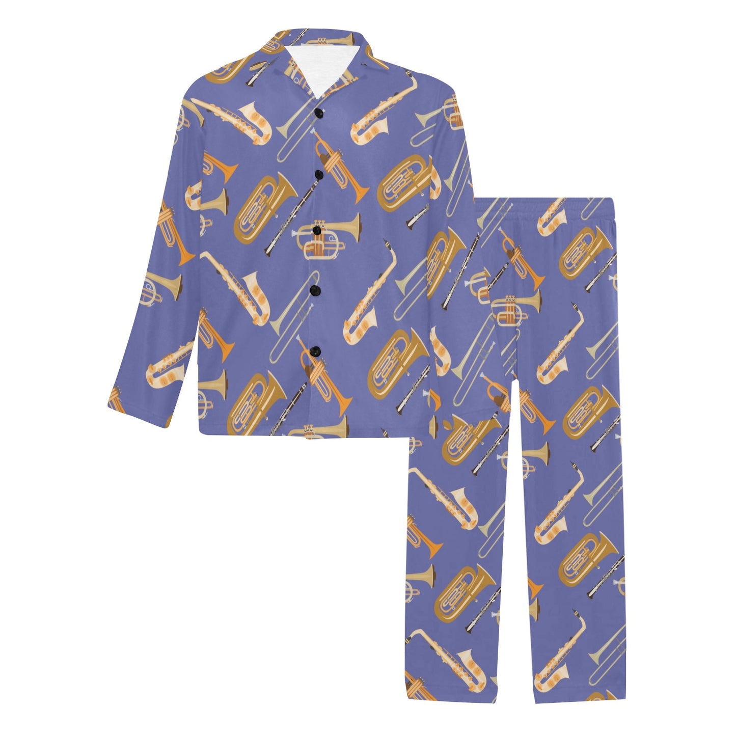 Trombone Pattern Print Design 02 Men's Long Pajama Set