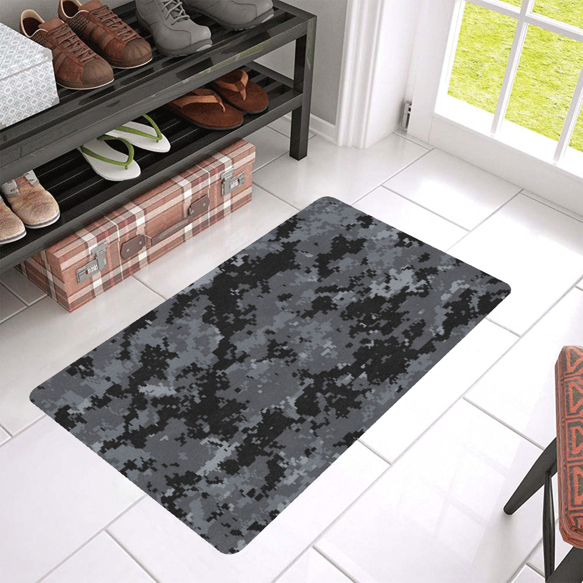 ACU Digital Black Camouflage Rubber Doormat