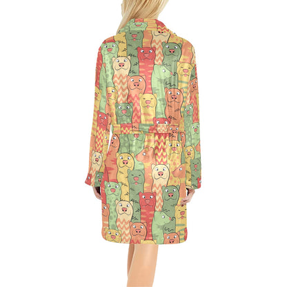 Ferret Pattern Print Design 01 Women's Fleece Robe
