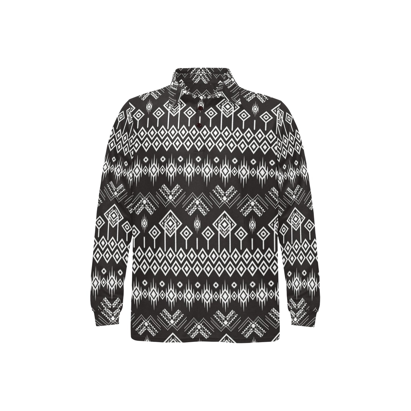 Tribal Pattern Print Design LKS304 Long Sleeve Polo Shirt For Men's