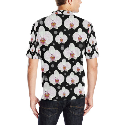Orchid White Pattern Print Design OR09 Men Polo Shirt