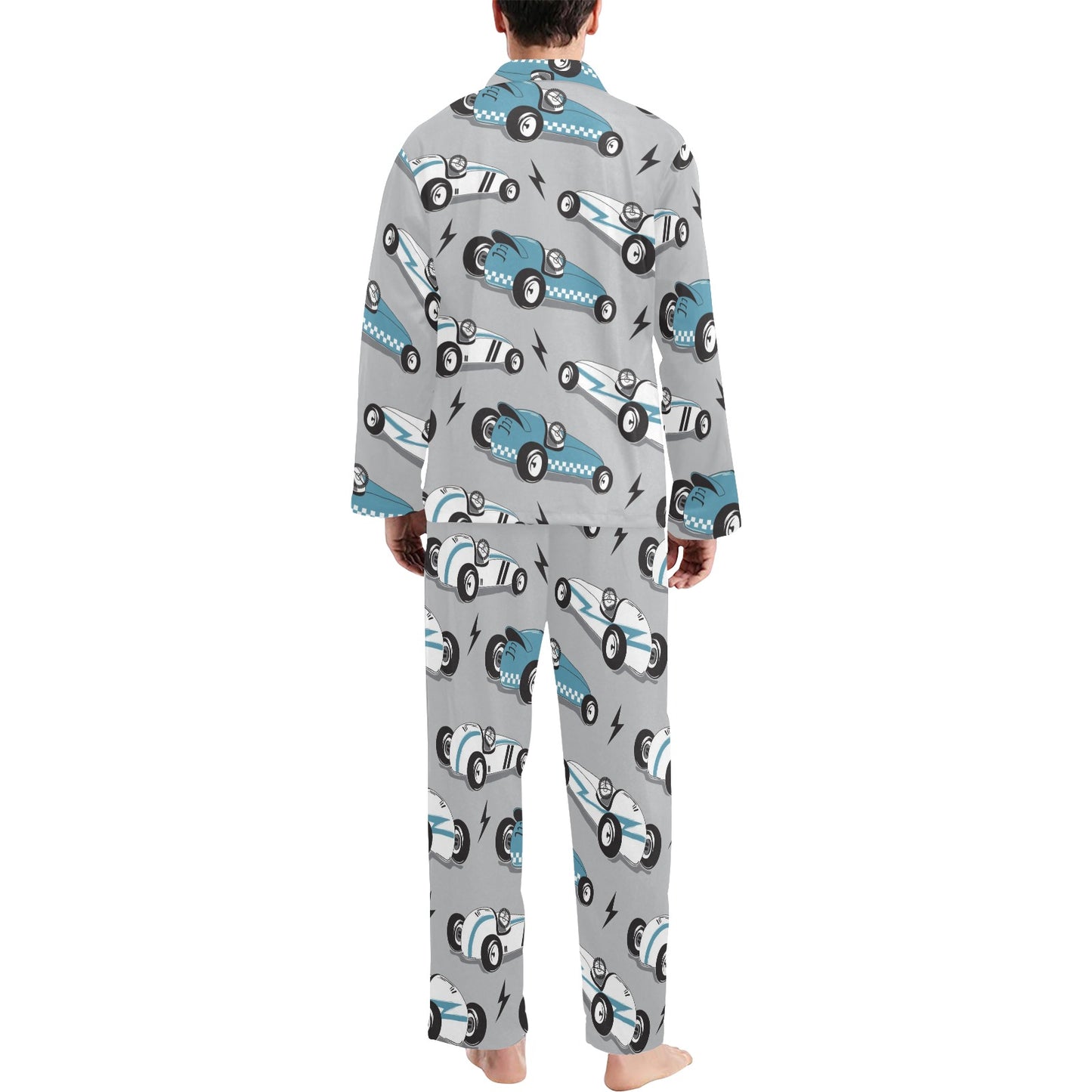 Racing Vintage Pattern Print Design A02 Men's Long Pajama Set