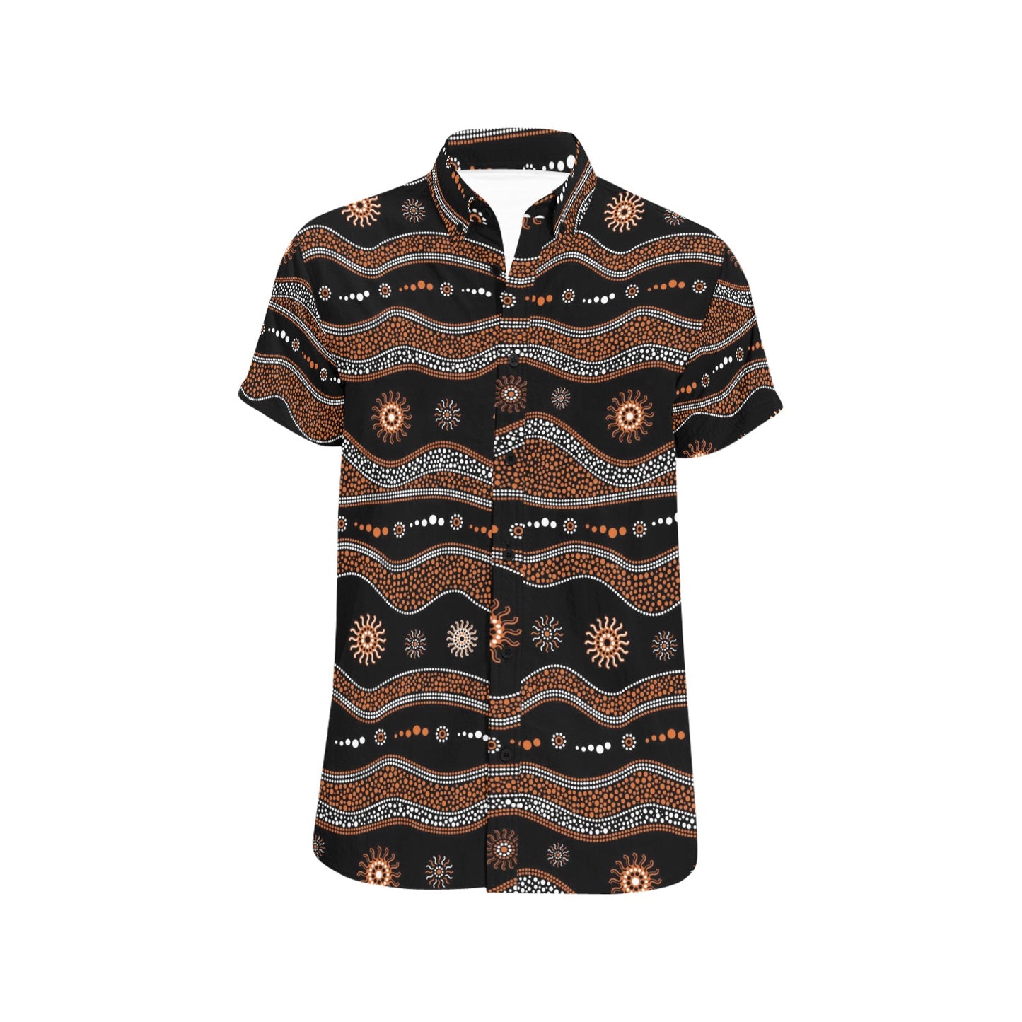 Aboriginal Print Design LKS404 Men Short Sleeve Button Up Shirt