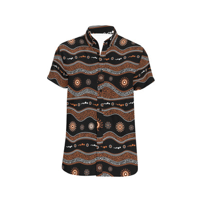 Aboriginal Print Design LKS404 Men Short Sleeve Button Up Shirt