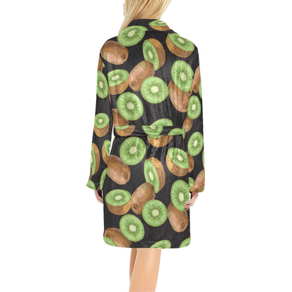 Kiwi Pattern Print Design KW03 Women's Fleece Robe