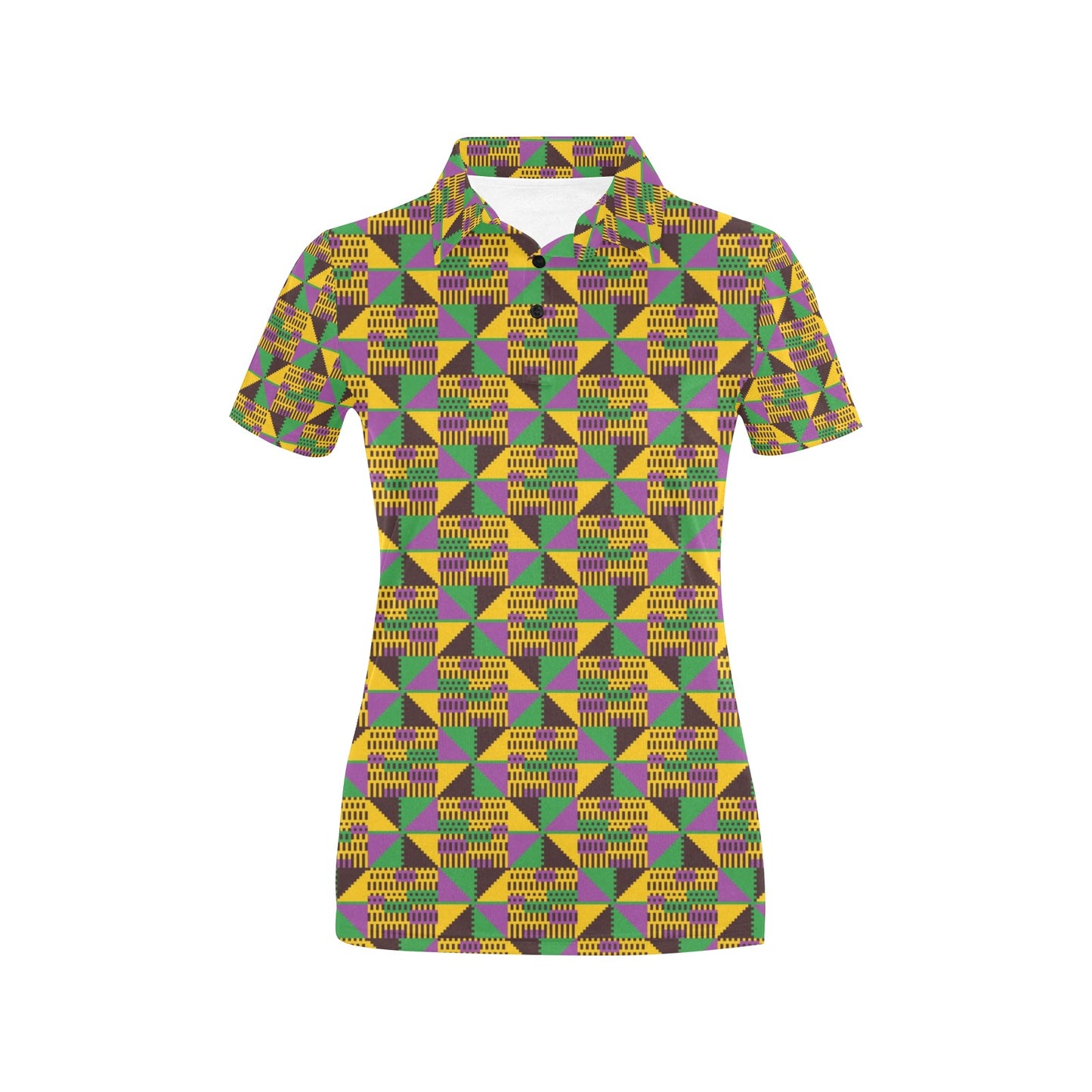 Kente Triangle Design African Print Women's Polo Shirt