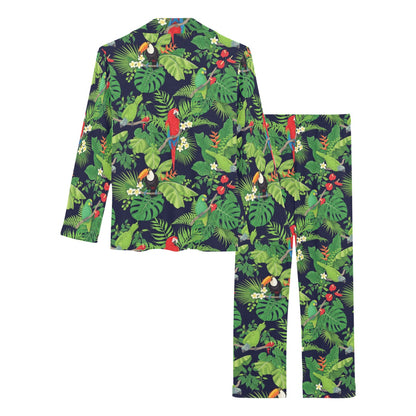 Rainforest Parrot Pattern Print Design A03 Women's Long Pajama Set