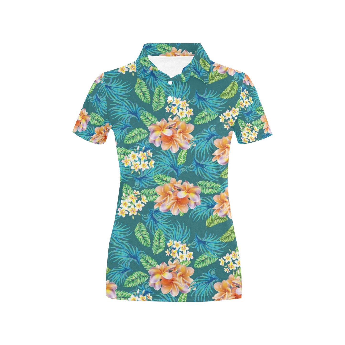 Plumeria Tropical Flower Design Print Women's Polo Shirt