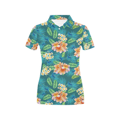 Plumeria Tropical Flower Design Print Women's Polo Shirt