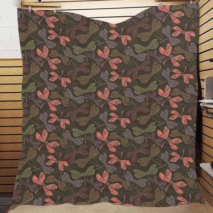 Dragonfly Pattern Print Design 02 Premium Quilt