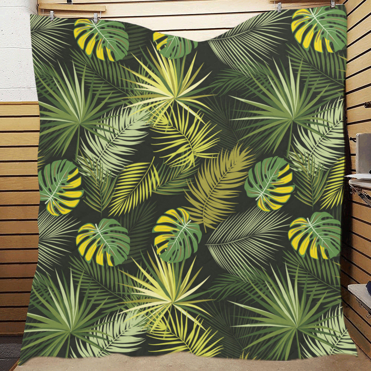 Palm Leaf Pattern Print Design A05 Premium Quilt