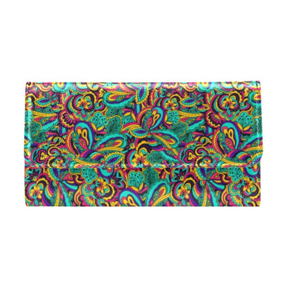 Psychedelic Trippy Floral Design Women's Trifold Wallet