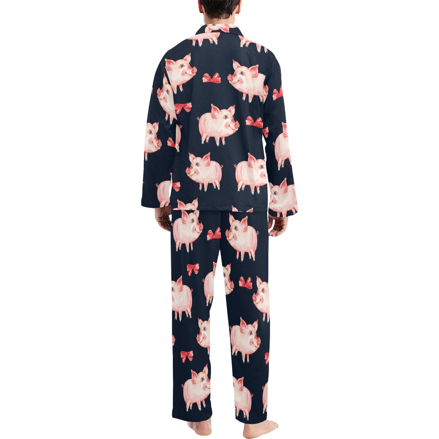 Pig Cute Pattern Print Design 02 Men's Long Pajama Set