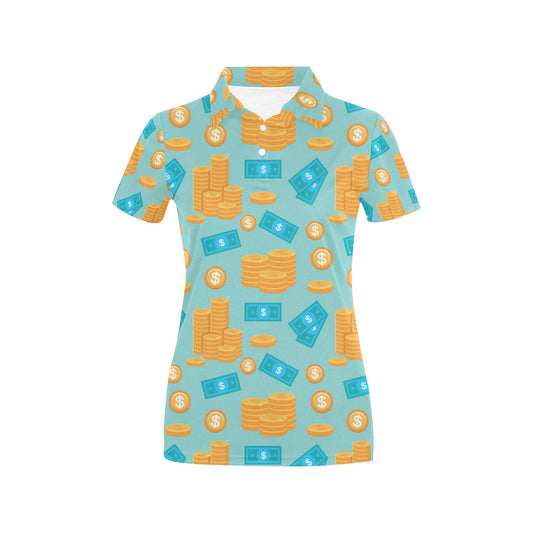 Money Pattern Print Design 03 Women's Polo Shirt