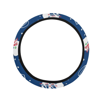 Snowman Print Design LKS306 Steering Wheel Cover with Elastic Edge