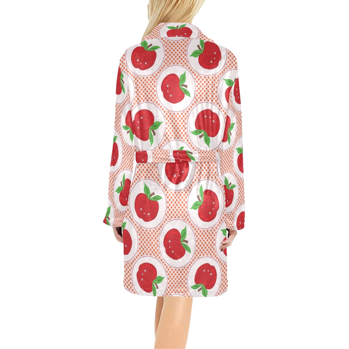 Apple Pattern Print Design AP08 Women's Fleece Robe