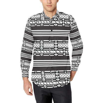Samoan Tattoo Print Design LKS304 Men's Long Sleeve Dress Shirt