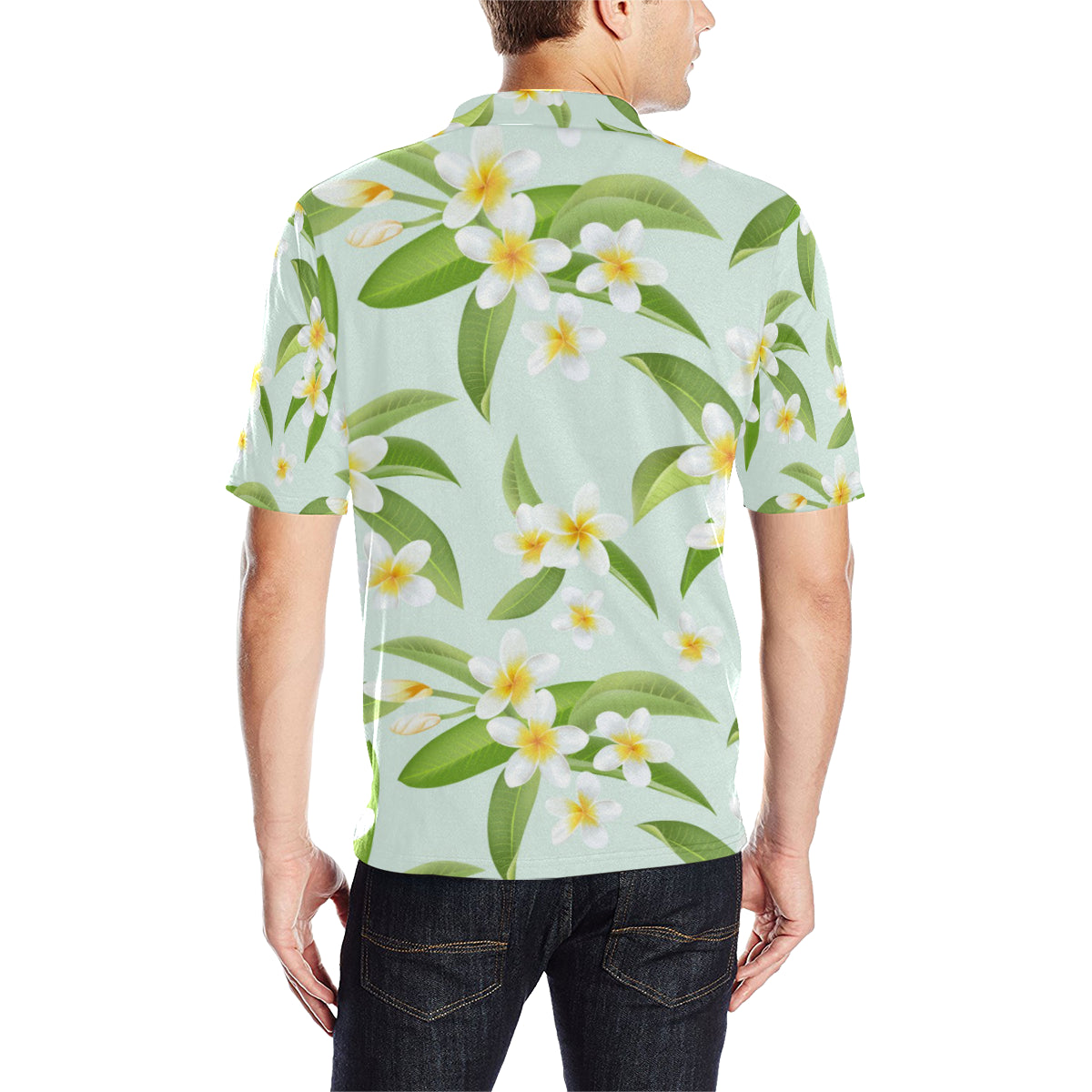 Yellow Plumeria Pattern Print Design PM024 Men Polo Shirt
