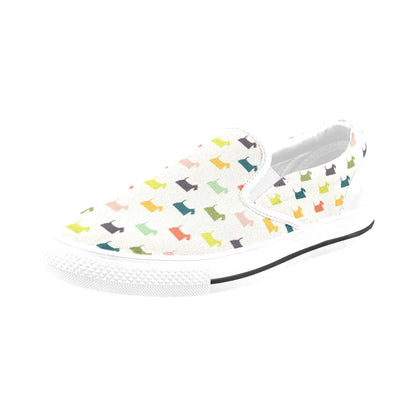 Scottish Terriers Print Design LKS305 White Slip Ons Canvas Women's Shoes