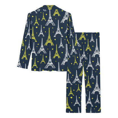 Eiffel Tower Star Print Women's Long Pajama Set
