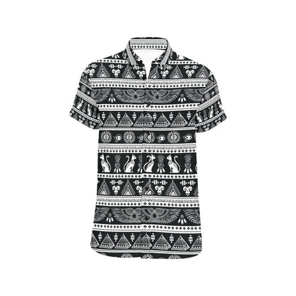 Tribal Pattern Print Design LKS305 Men Short Sleeve Button Up Shirt