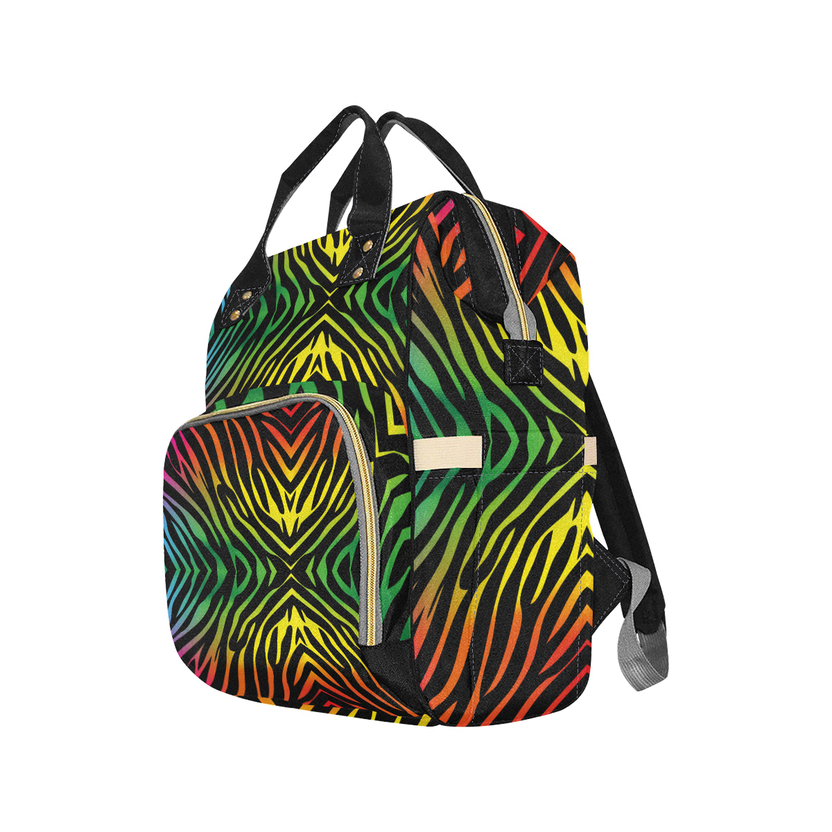 Rainbow Zebra Themed Print Diaper Bag Backpack