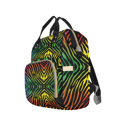 Rainbow Zebra Themed Print Diaper Bag Backpack