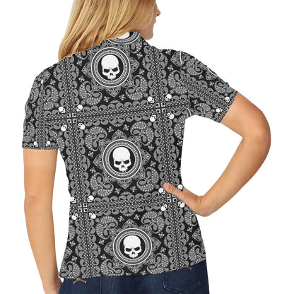 Bandana Skull Print Design LKS303 Women's Polo Shirt