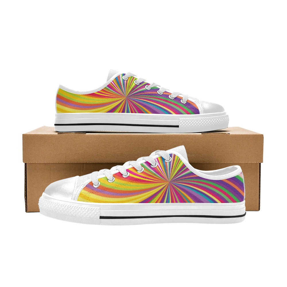 Vortex Print Design LKS301 Women's White Low Top Shoes