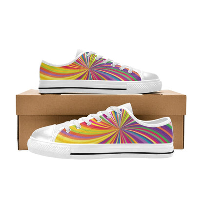 Vortex Print Design LKS301 Women's White Low Top Shoes