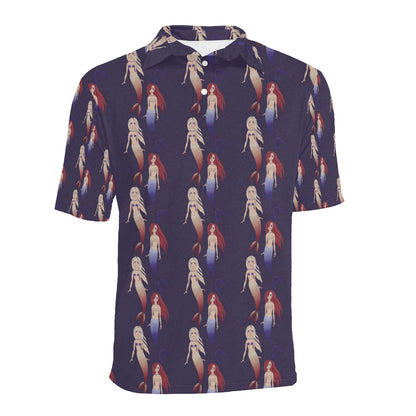 Mermaid Pattern Print Design 02 Men Polo Shirt