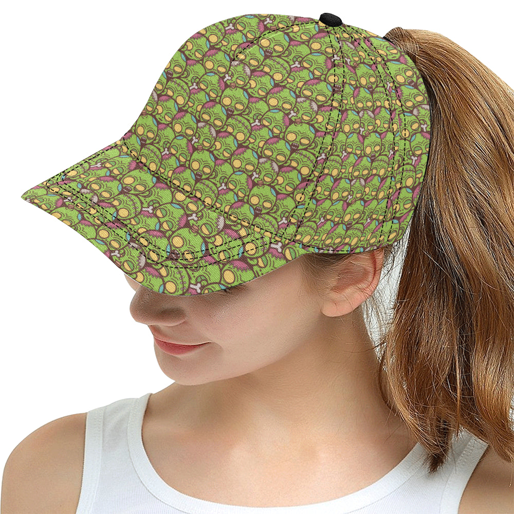 Zombie Head Design Pattern Print Snapback Cap
