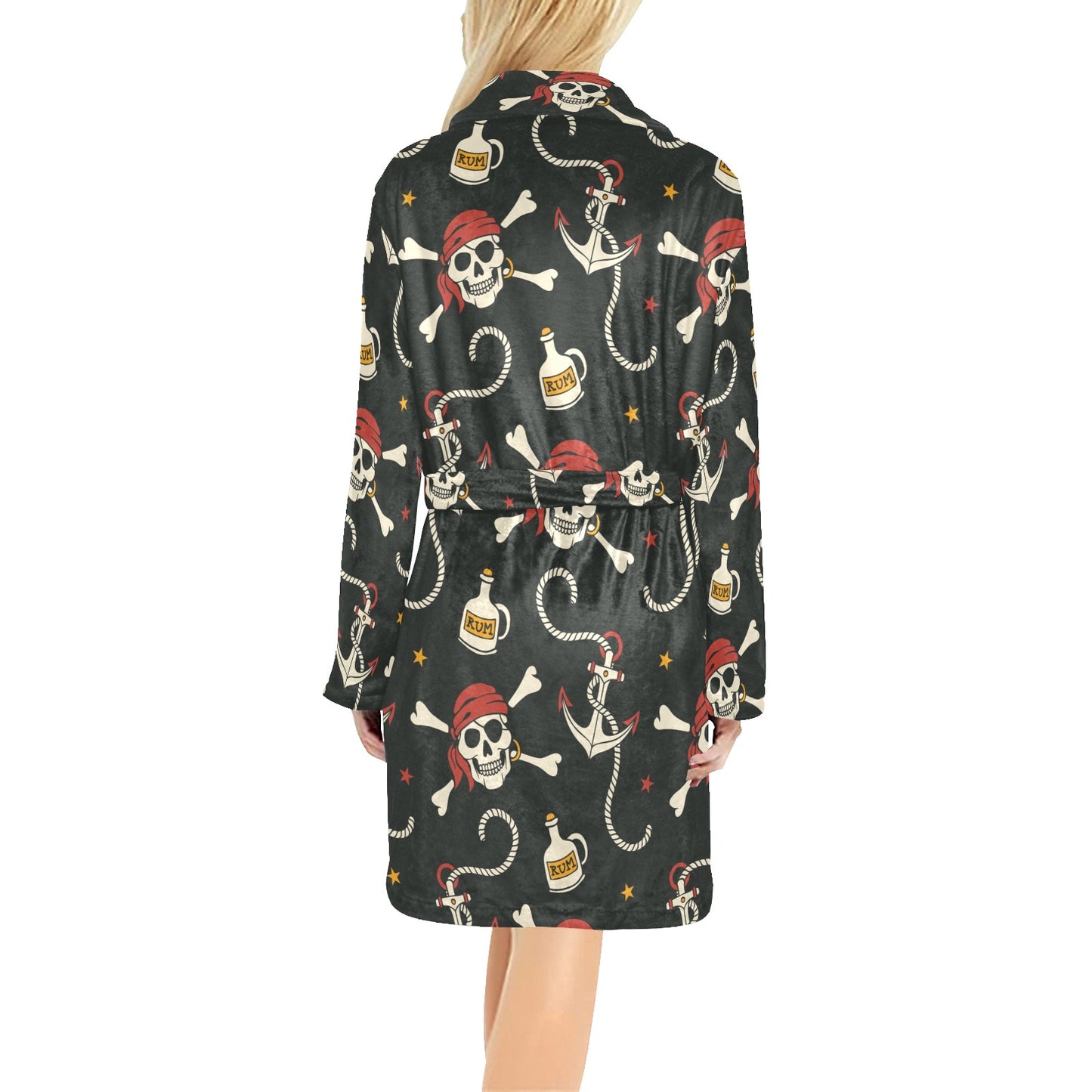 Pirate Pattern Print Design A02 Women's Fleece Robe